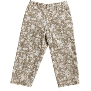 St Johns Bay Womens 6P Petite Tropical Palm Tree Print Cotton Chino Crop Pants